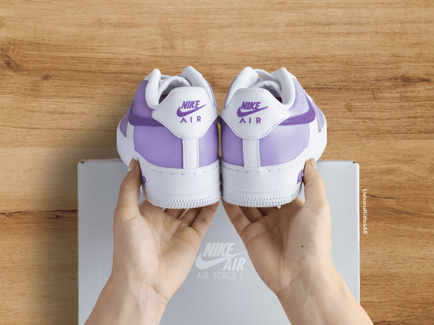 Custom Pastel Purple Air Force 1 Gemstone Amethist, lila Casual Sneakers