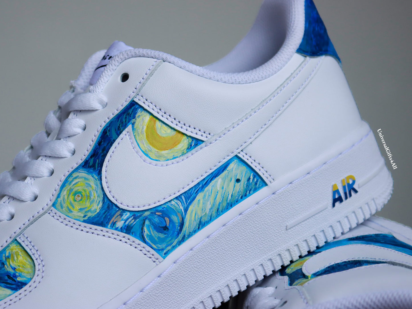 Starry Night - Van Gogh customized sneakers AF1, sneakers voor haar en hem air force 1 blauwe artistieke schoenen, ultiem verjaardagscadeau, swirls vincent op een witte sneaker, sterrenhemel en galaxy