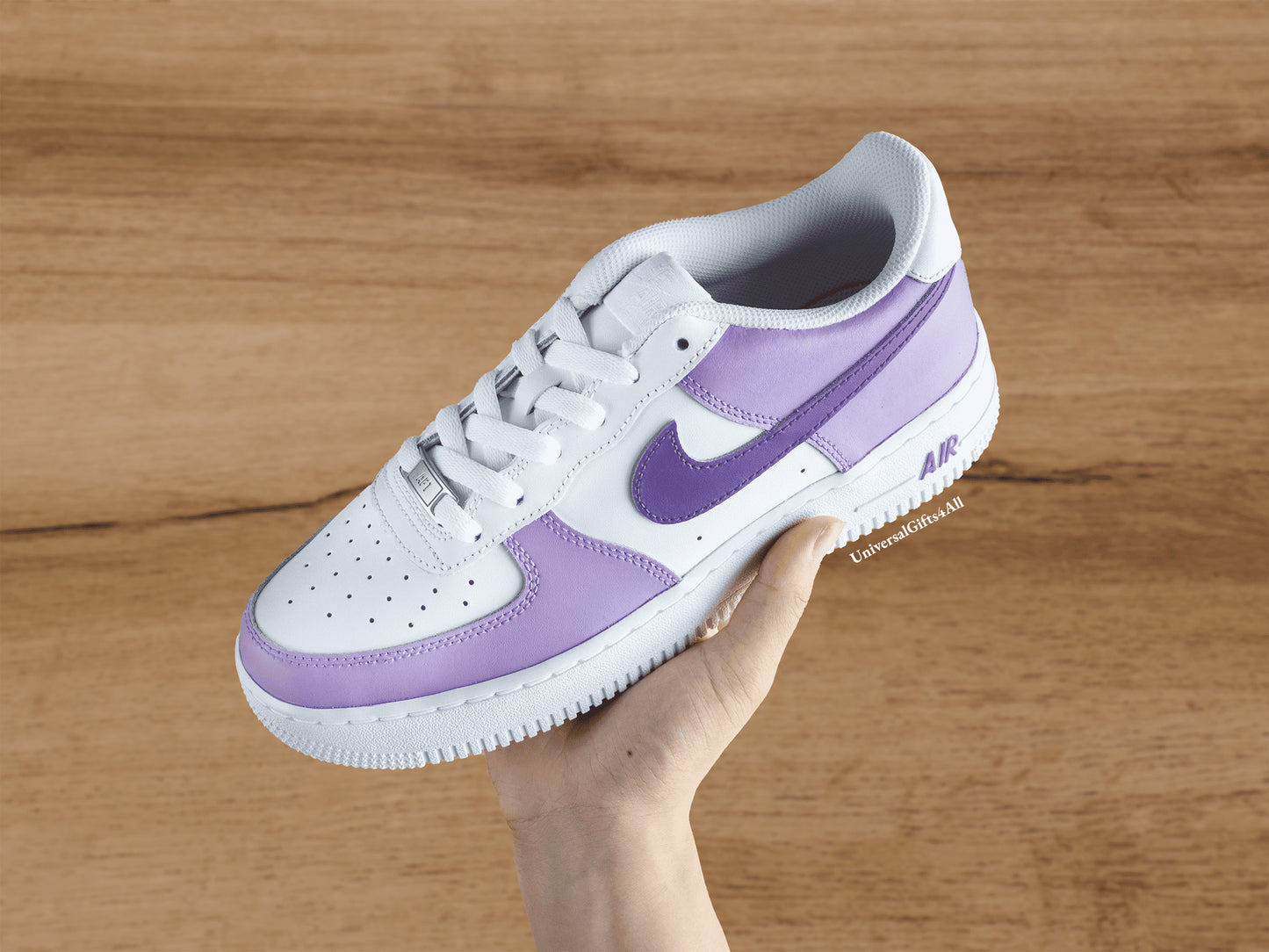 Custom Pastel Purple Air Force 1 Gemstone Amethist, lila Casual Sneakers
