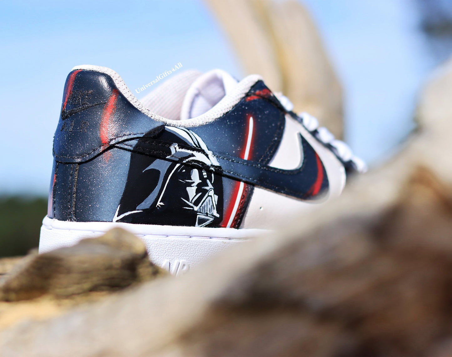 Custom AF1 Star Wars sneakers, Darth Vader vs Luke Skywalker shoes, Lightsaber battle, Air Force 1 Jedi Order, X-wing, At-At and Death Star, Made for star wars fans, birthday gift for him & her, join the rebellion