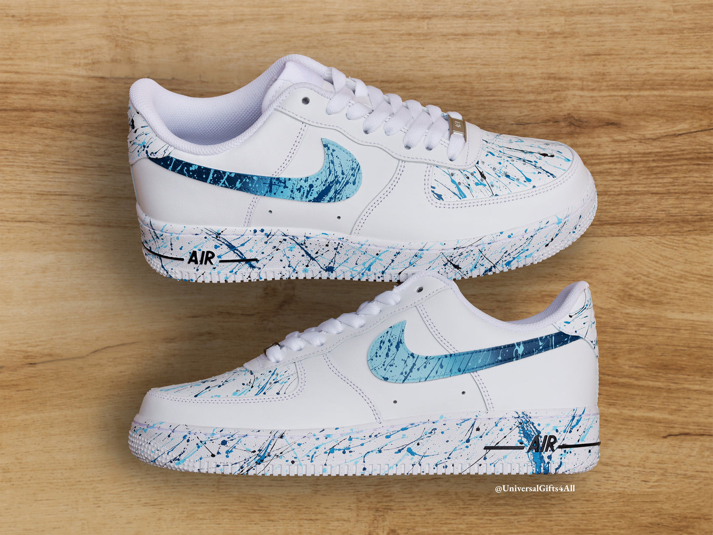 'Blue Splatters' Custom Air Force 1 sneakers