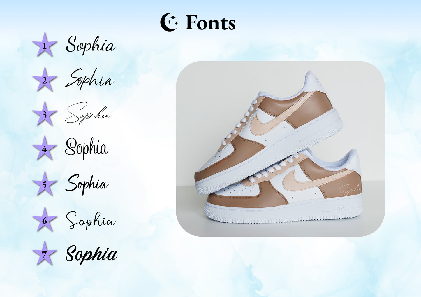 Air Force 1 Cappuccino Beige Custom sneakers, gift for her, earthtones, fashion 2024, verjaardagscadeau, vrouwen, beigetones, frappuchino, latte machiato chocolate.