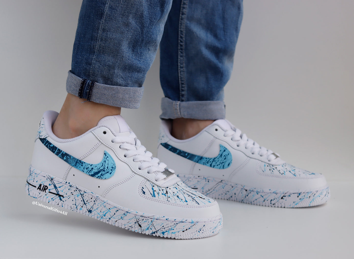 'Blue Splatters' Custom Air Force 1 sneakers