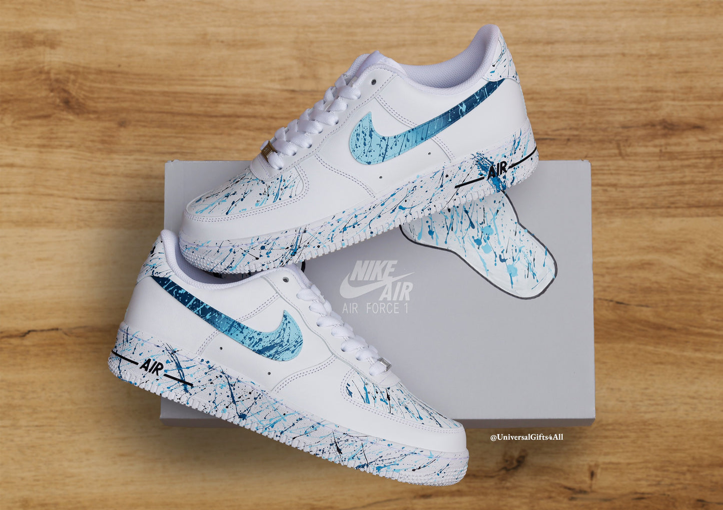 'Blue Splatters' Custom Air Force 1 sneakers