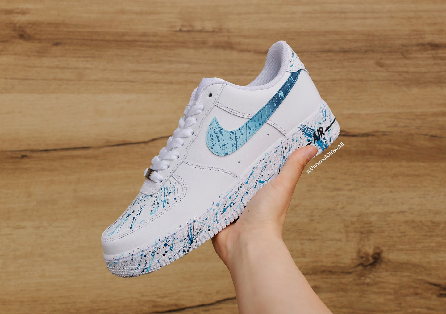 'Blue Splatters' Custom Air Force 1 sneakers