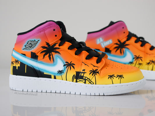 'LA Tropical Summer Vibes' Custom Air Jordan 1 Mid sneakers