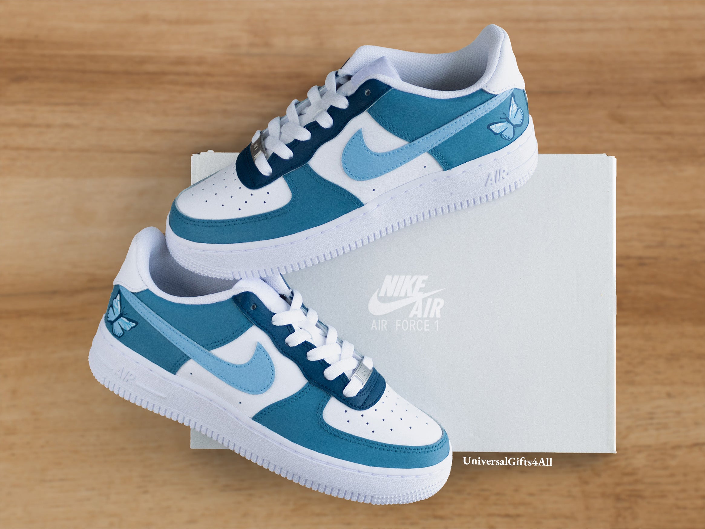 Custom blue air force ones on sale