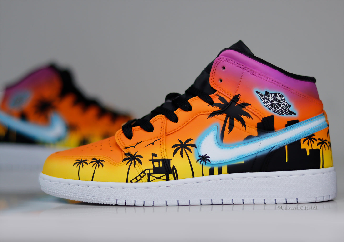 'LA Tropical Summer Vibes' Custom Air Jordan 1 Mid sneakers