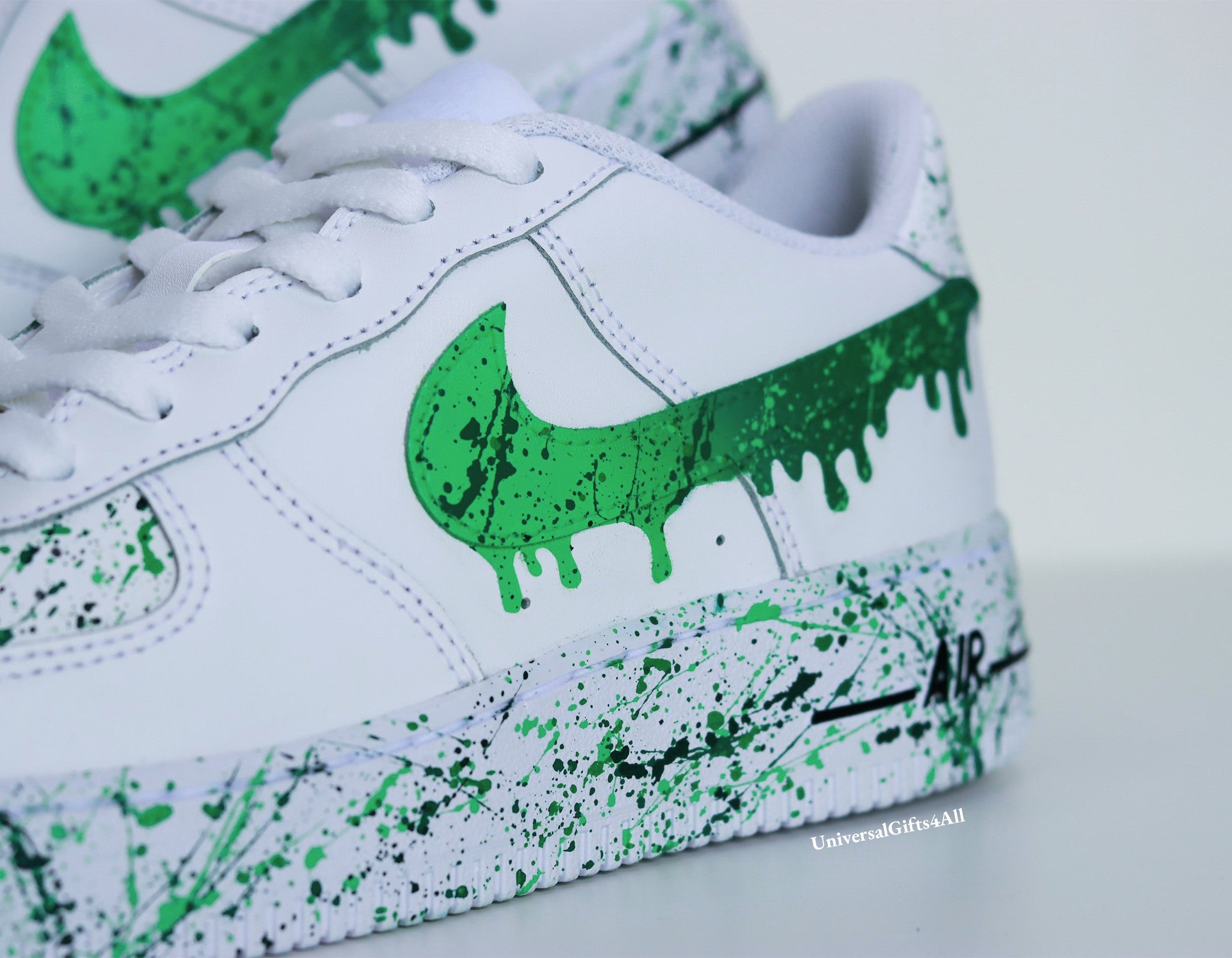 Kelly Green Drip Splatters Custom Air Force 1 sneakers Universal Gifts