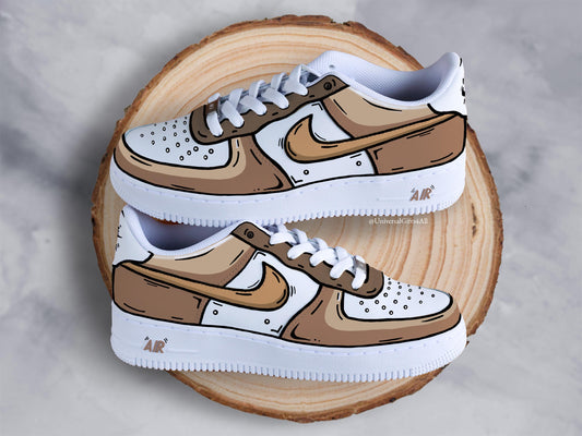 Custom Air Force 1 'Cartoon Sneakers' Beige AF1